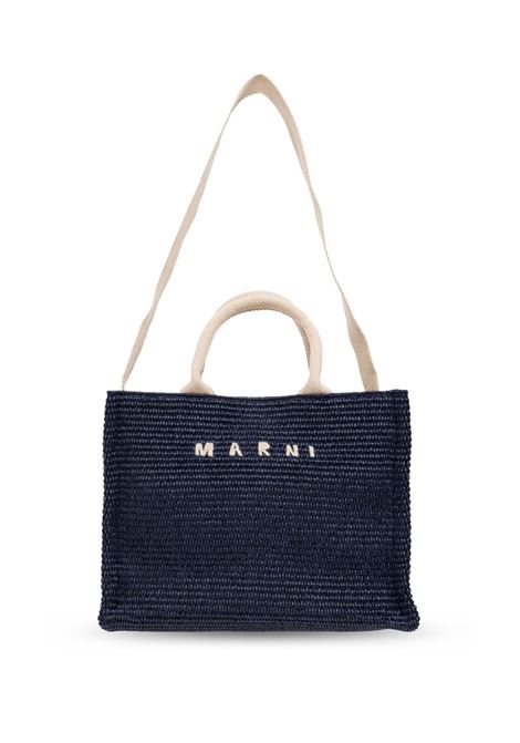 small rafia tote bag woman navy MARNI | SHMP0077U0 P386000B90